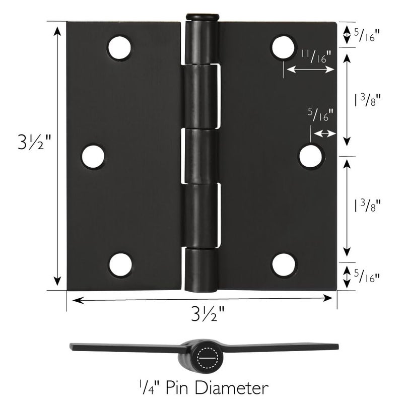 Design House 181495 3.5 x 3.5 Square Corner Hinge, Oil Rubbed Bronze, 3 Count (Pack of 1) - Image 2